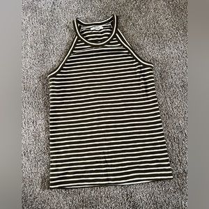 Madewell Olive/White Striped Tank Top